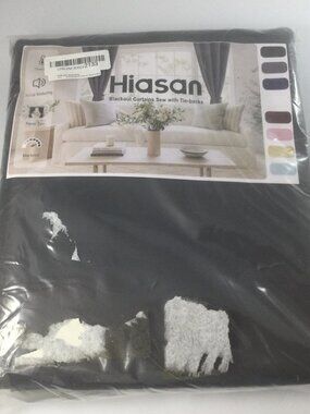 2 Panels Blackout Curtains Sew Tie-Backs Dark Grey Polyester Grommets 42" x 84"